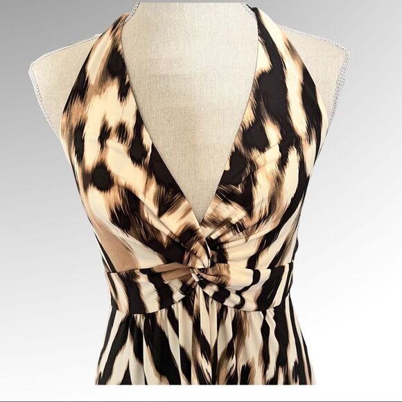 New York and Company Maxi Halter Animal Print Dress Size Medium - Picture 2 of 8